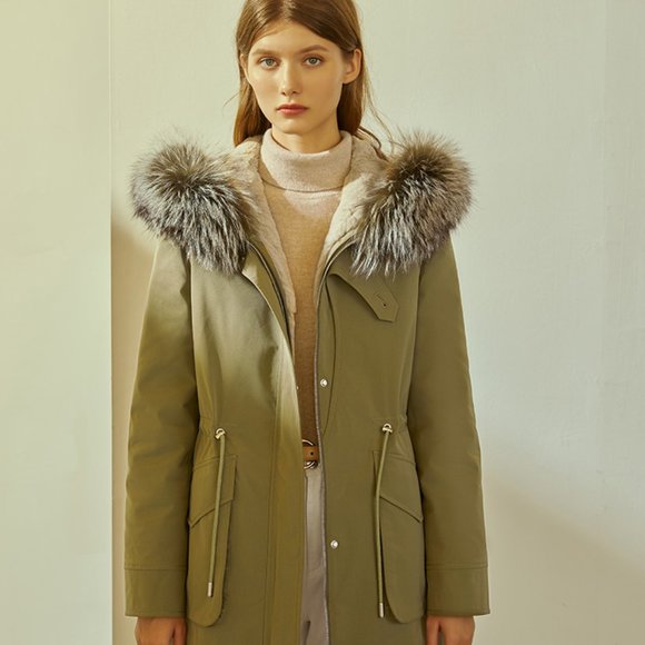 Winter coat medium long fur collar thick coat